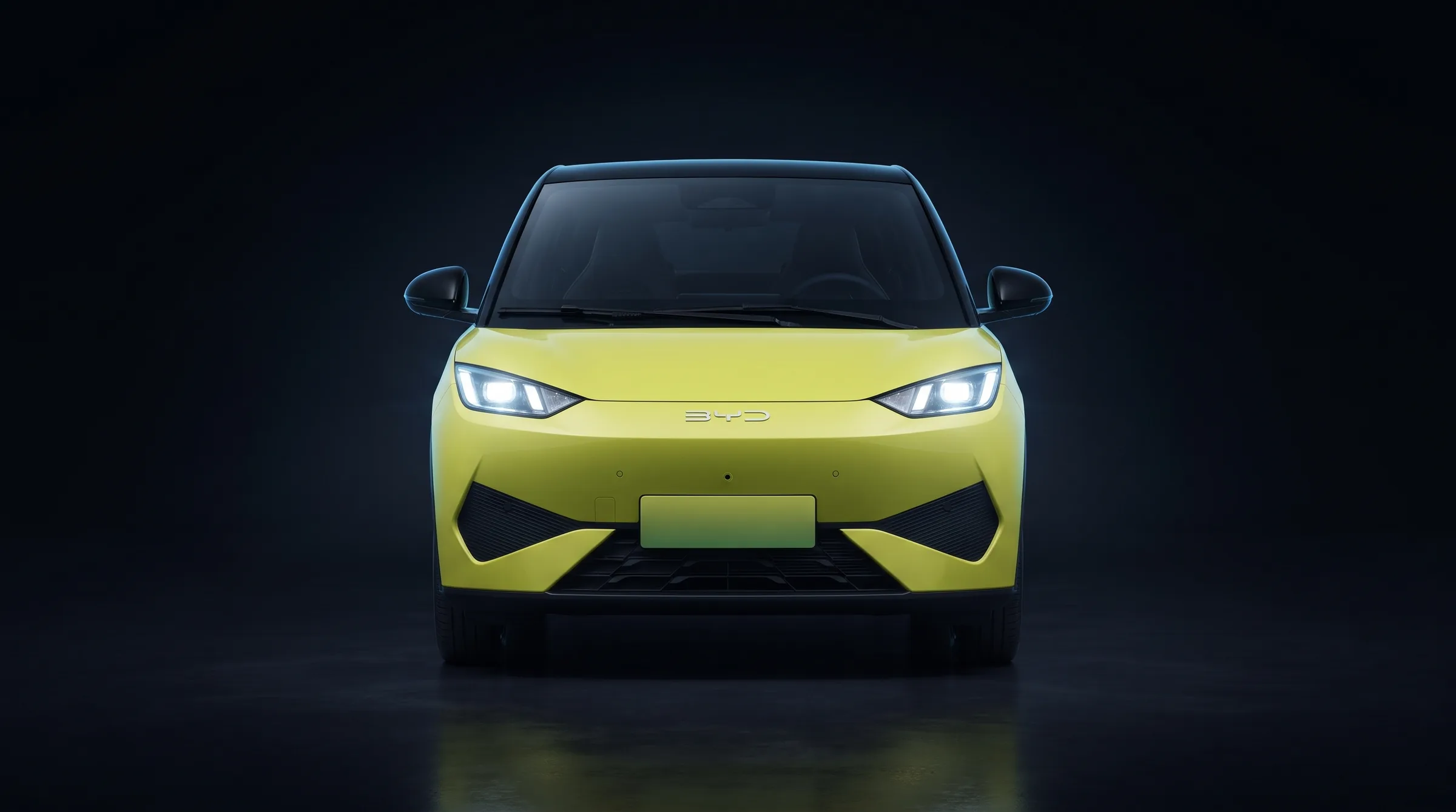 BYD Seagull спереди, фары и передний бампер, визуализация